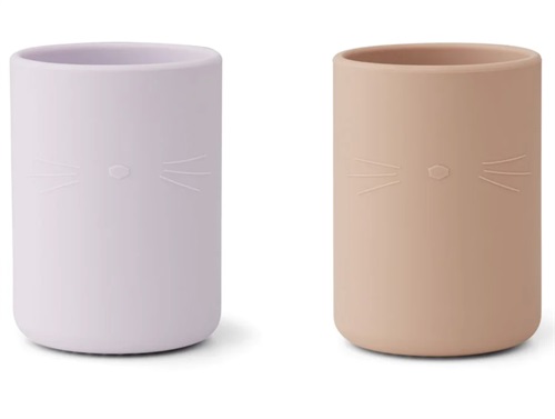 Liewood cat light lavender rose mix silicone cup Ethan (2-pack)