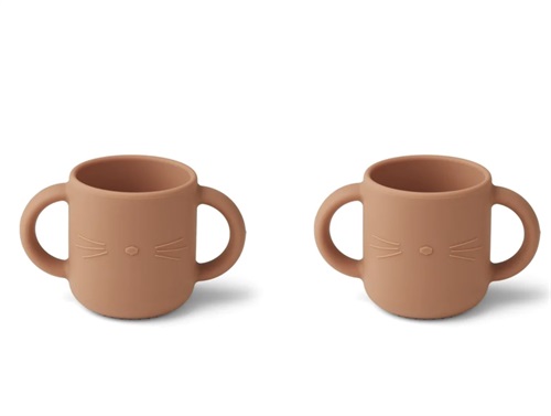 Liewood cat/tuscany rose silicone cup with handle Gene (2-pack)