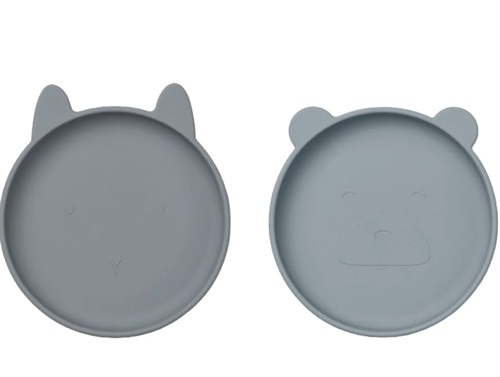 Liewood blue multi mix silicone plate Olivia (2-pack)