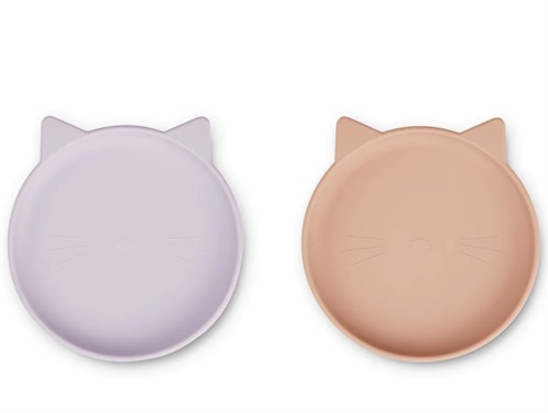 Liewood cat light lavender rose mix silicone plate Olivia (2-pack)