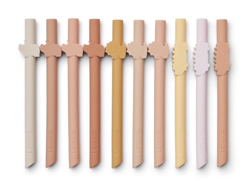 Liewood safari/rose multi mix straws Badu silicone (10-pack)