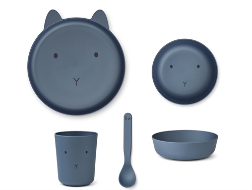 Liewood rabbit stormy blue dinner set Brody (4-pack)