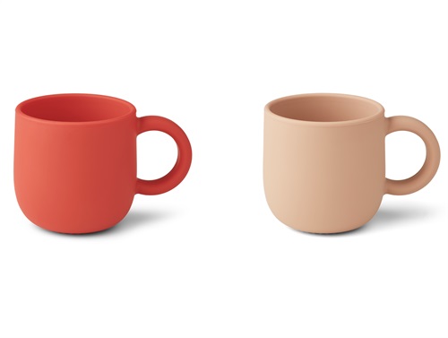 Liewood apple red/tuscany rose silicone cup with handle Merce (2-pack)