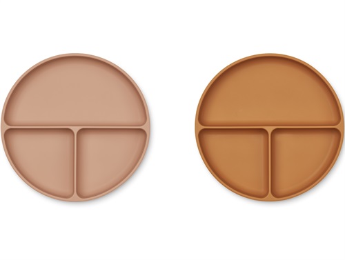 Liewood dark rose/mustard mix silicone plate Harvey (2-pack)