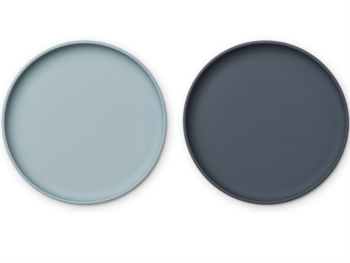 Liewood sea blue/whale blue silicone plate Brandon (2-pack)