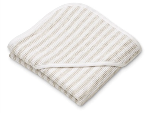 Liewood stripe crisp white/sandy hooded towel Caro