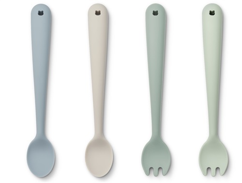 Liewood dusty mint multi mix silicone cutlery set Shea (4-pack)