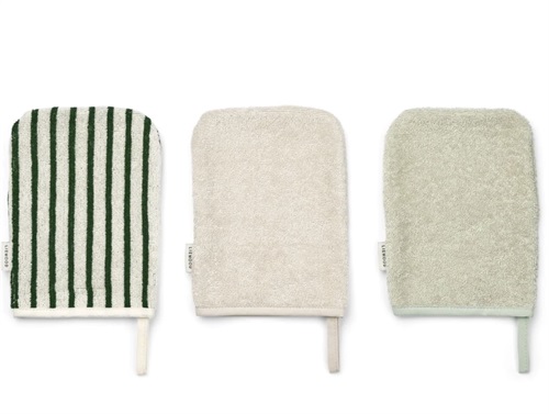 Liewood garden green/creme de la creme multi mix washcloths Sylvester (3-pack)