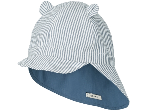 Liewood blue wave/creme de la creme striped reversible sun hat Gorm