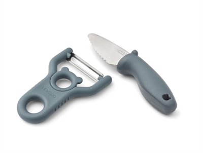 Liewood Pertense peeler and knife set whale blue