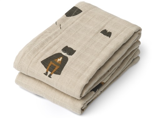 Liewood superhero/sandy mix muslin cloth Lewis (2-pack)