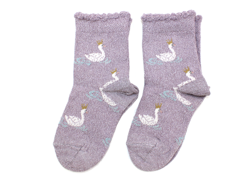MP socks grape with swans and glitter wool/metallic (2-Pack)