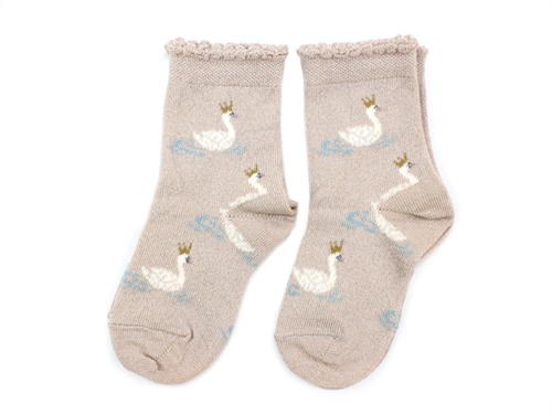 MP stockings rose dust with swans and glitter wool/metallic (2-Pack)