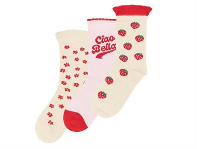 Minipop socks cherry tomato with print 3-pack