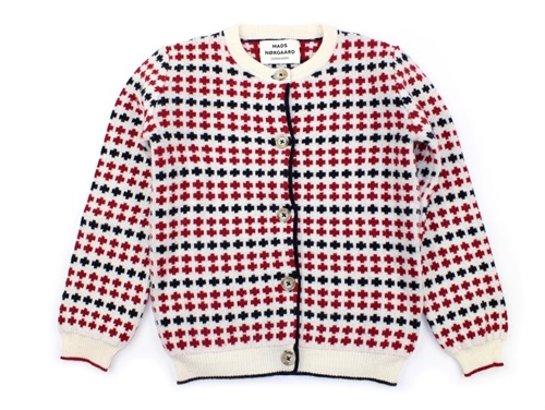 Mads Nørgaard sweater Carmino ecru/red/navy wool recycled