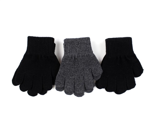 Mikk-line black/antrazite gloves wool/synthetic (3-pack)