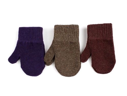 Mikk-line nightshade/chocolate chip/rose brown knit gloves wool/synthetic (3-pack)