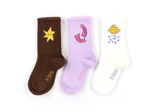 Mini Rodini socks multi purple starfall (3-pack)