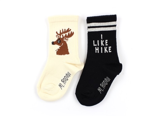 Mini Rodini socks hike deer black (2-pack)