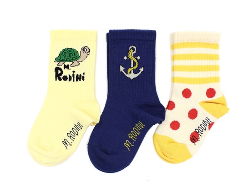 Mini Rodini socks multi Turtle/Anchor/Dots (3-Pack)