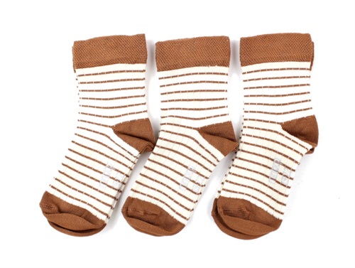 Minipop socks bamboo camel/cream stripes (3-pack)