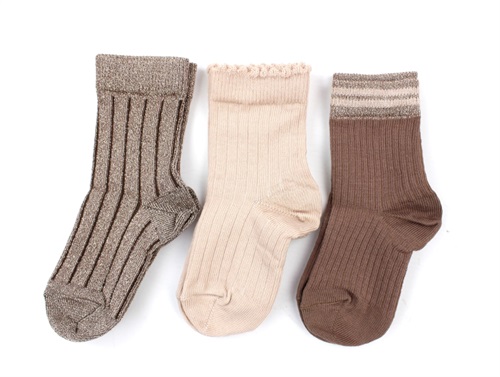 MP socks brown sienna glitter cotton (3-pack)