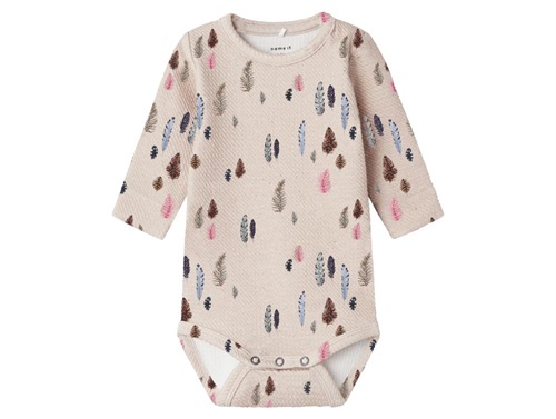 Name It bodysuit crystal gray with feather print