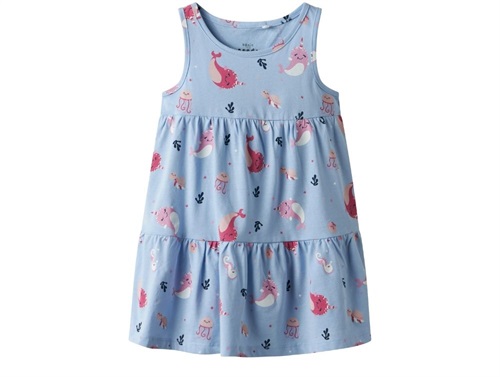 Name It dress chambray blue with whale print