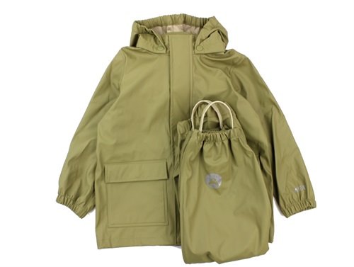Wheat rainwear Ola pants and jacket heather green