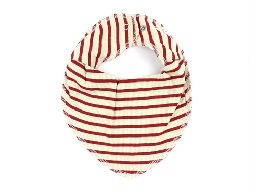 Petit Piao chili pepper/dark off white striped bib (2-pack)