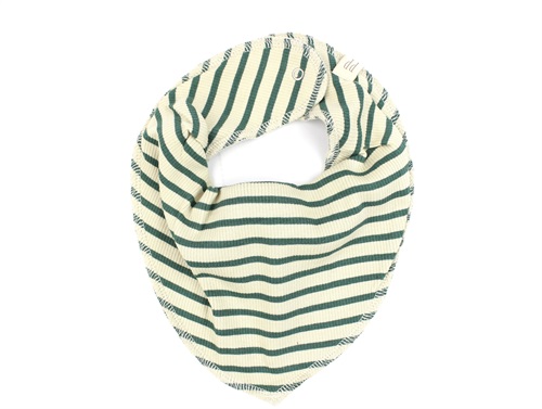 Petit Piao emerald green/dark off white striped bib (2-pack)