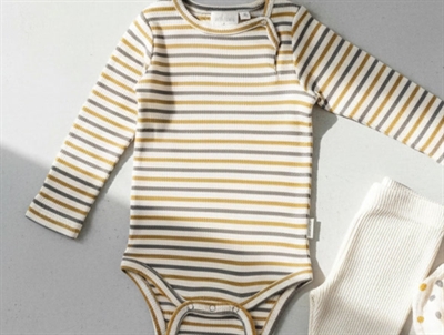 Petit Piao chocolate brown/golden sun/dark offwhite striped body modal
