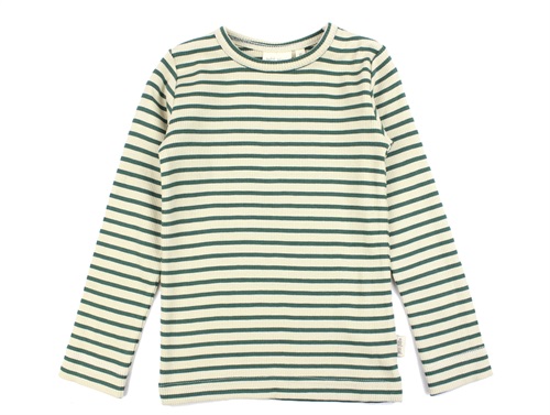 Petit Piao emerald green/dark off white striped t-shirt modal