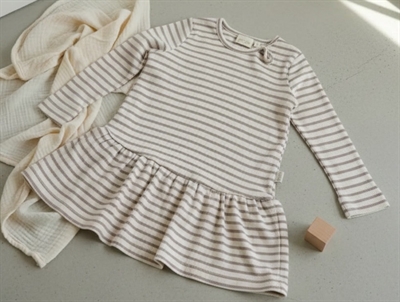 Petit Piao rose fawn striped dress