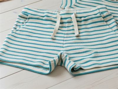 Petit Piao shorts turquoise/dark off-white striped