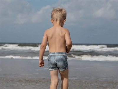 Petit Piao swim trunks blue mirage with off-white stripes  