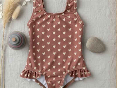 Petit Piao swimsuit withered rose with off-white hearts  