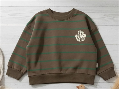 Petit Piao chocolate brown line striped sweatshirt