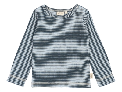 Petit Piao t-shirt ensign blue striped in merino wool