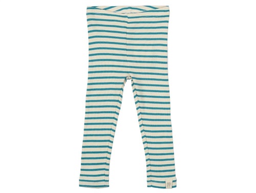 Petit Piao leggings turquoise/dark off-white striped