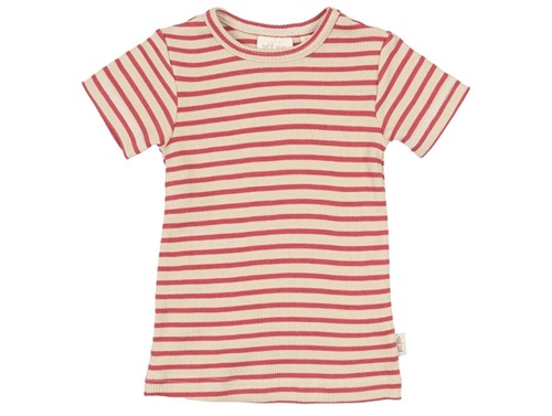 Petit Piao t-shirt light berry/dark off-white striped