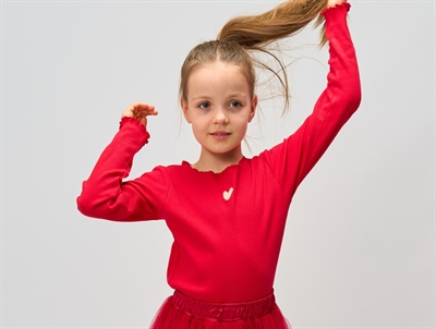 THE NEW rib T-shirt red with heart print