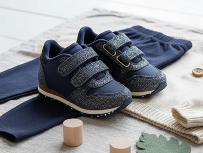 Woden Wonder sneaker Sandra Pearl navy glitter