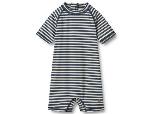 Wheat Cas swimsuit with blue stripes