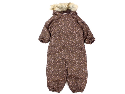 Wheat snowsuit Nickie eggplant flowers