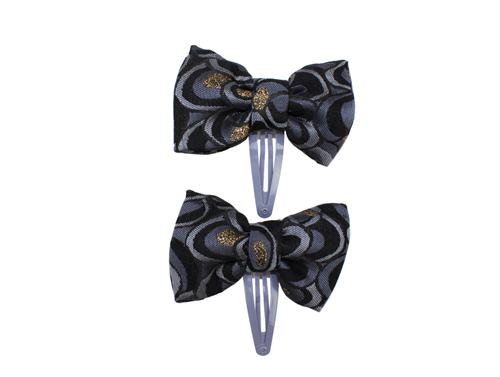 Wheat hairclip Victoria dark gray with bow (2-Pack)