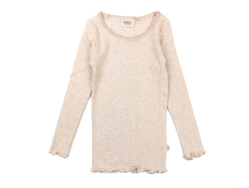Wheat t-shirt rose melange rib lace