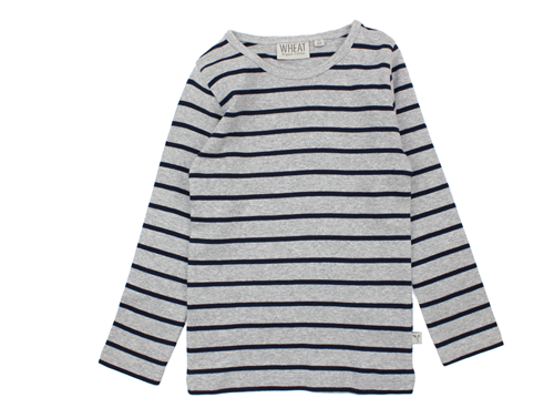 Wheat t-shirt gray melange navy stripes