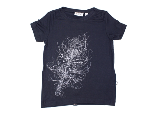 Wheat t-shirt Natascha midnight blue feather glitter