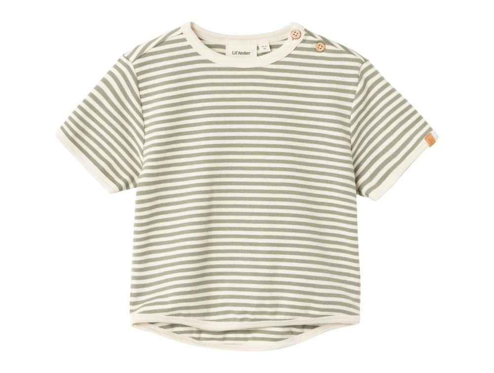 Lil Atelier moss gray striped top
